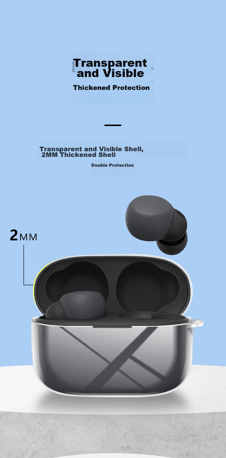 Masentek Earphone Protective Case for Sony LinkBuds Open Bluetooth Earphones TPU Soft Silicone Storage Cover Shockproof Transparent 5