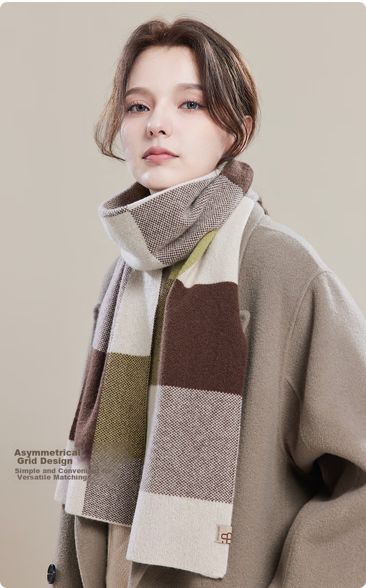 JIUMU Pure Wool Scarf for Women, Autumn And Winter Ladies' Warm Neck Warmer, Gift for Girls on National Day Or Birthday, Gift Box Packaging 6