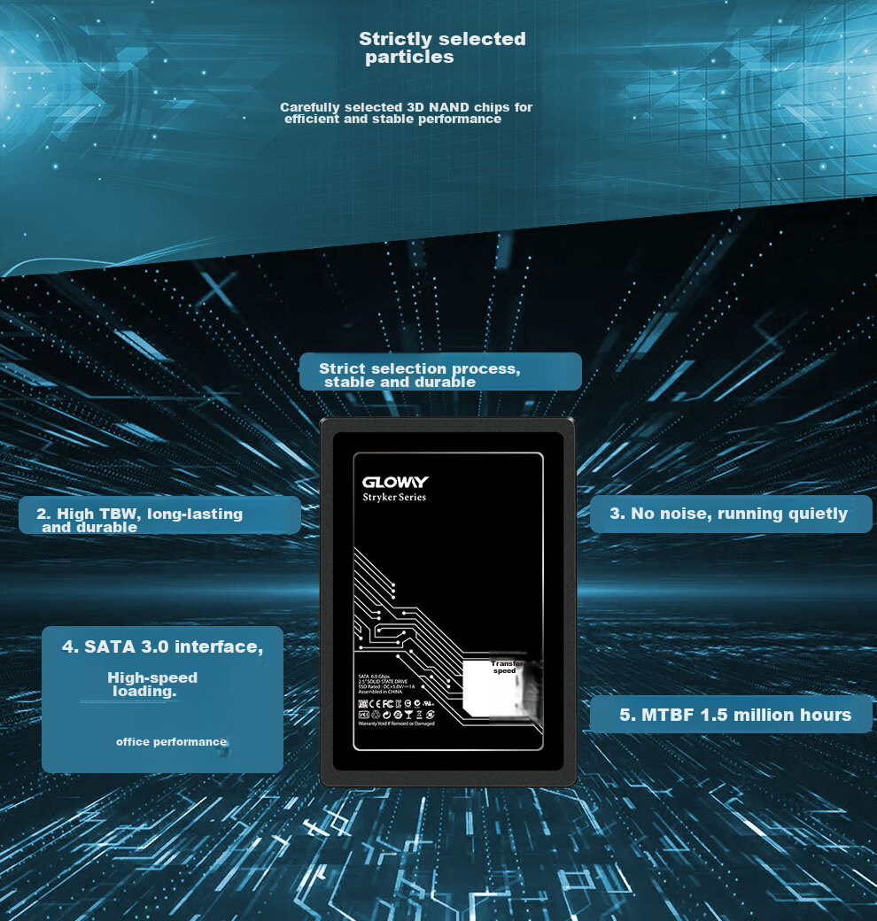 Gloway 512GB SSD, SATA 3.0, 500MB/s, Compatible with Laptops And Desktops, Hanjiang Series 4