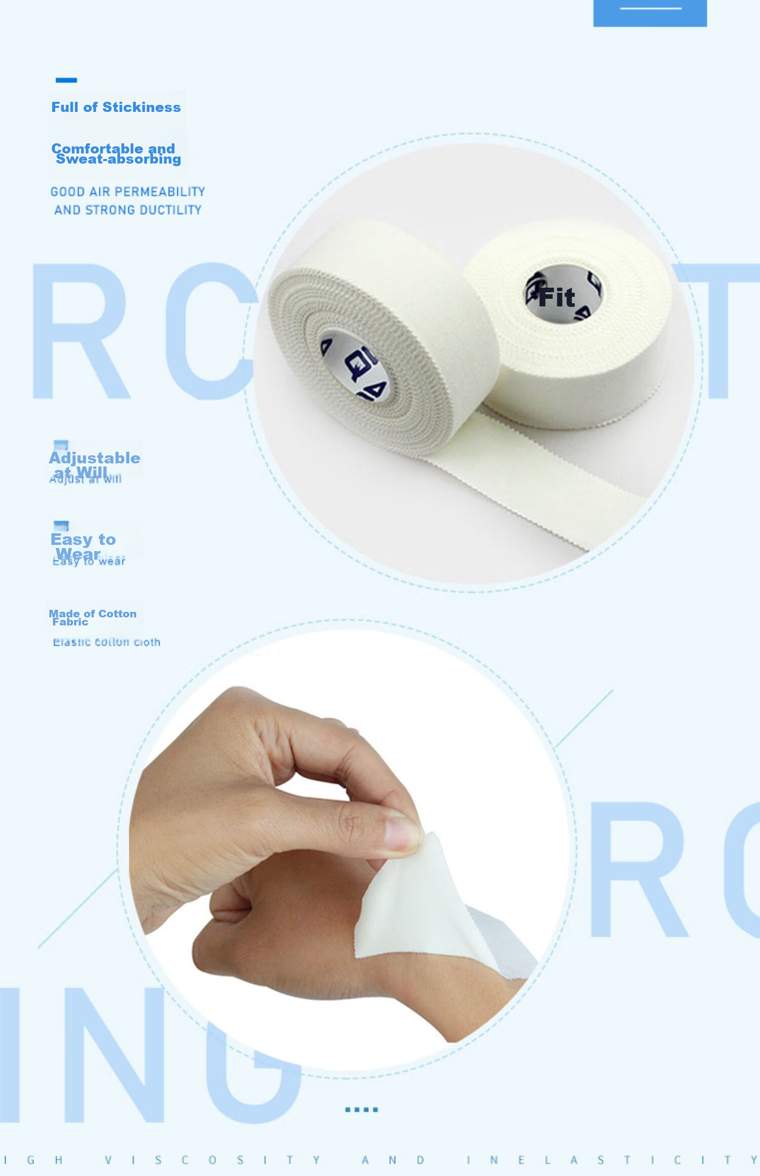 AQ Self-Adhesive Elastic White Tape for Sports Injury Protection, Easy-To Serrated Bandage for Finger Fixation, 9622S 9