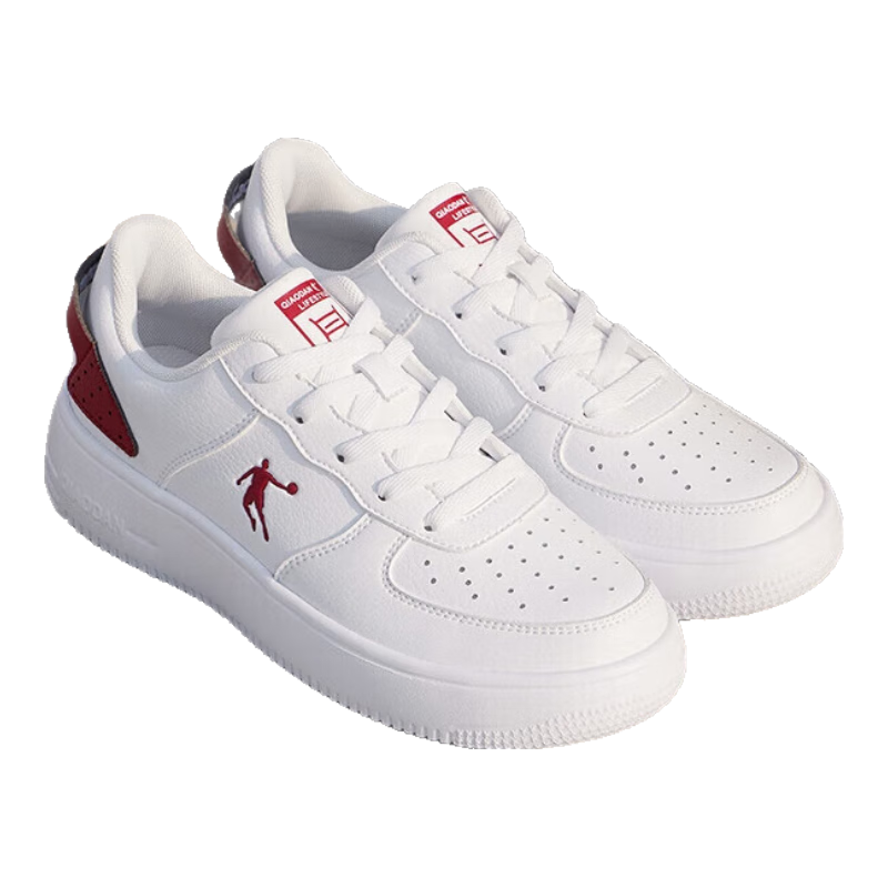 QIAODAN Women's Sneakers, Breathable Summer Sports Shoes, Casual Trendy Air Force One Style, Thick-Soled Height-Increasing White Shoes