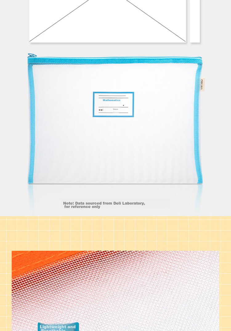 Deli Transparent Mesh Zipper Pouch, Student Exam Paper Sorting Stationery Bag/document Folder, File Storage Bag, Random Color School Supplies Gift 5