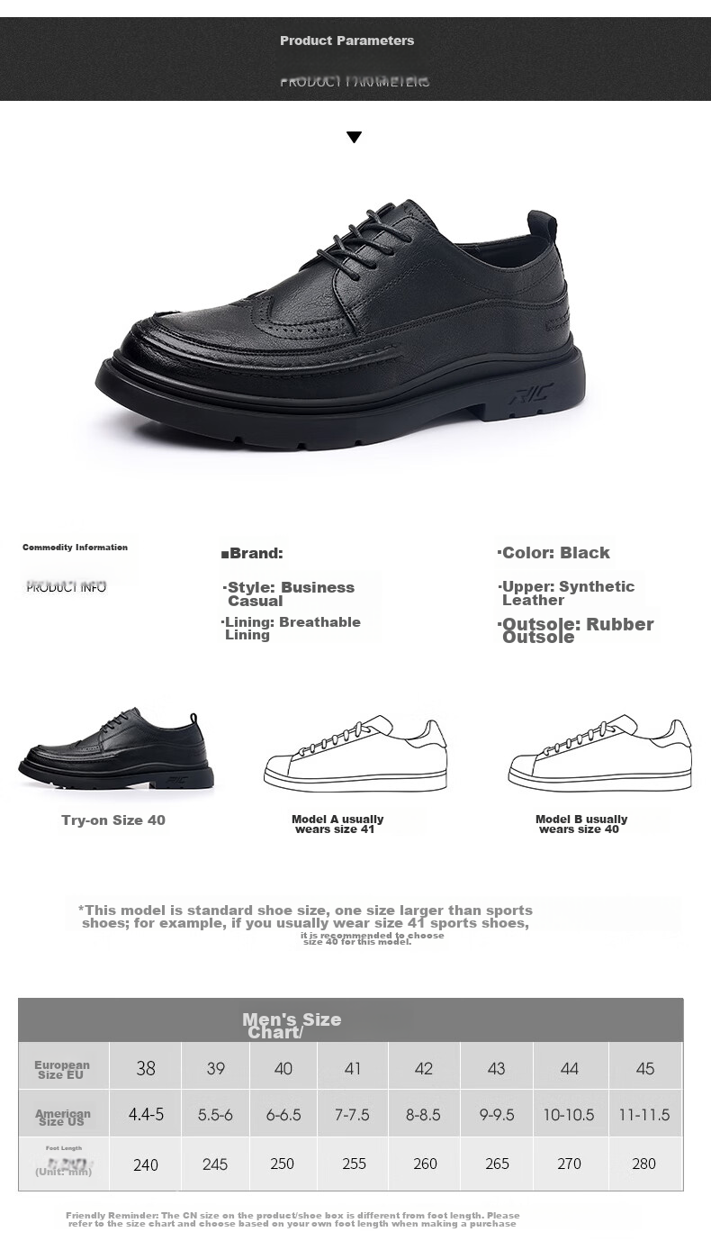 MULINSEN Men's Shoes, Business Casual Leather Shoes, British Brogue Versatile Soft-Soled Work Trendy Shoes, 7263 10