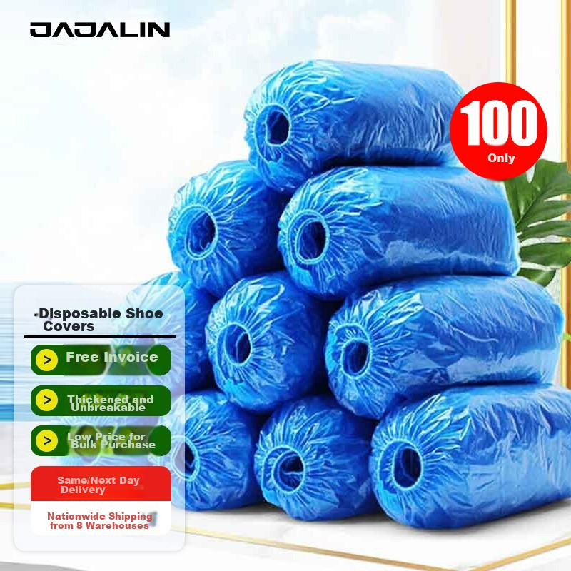 JAJALIN Thick Disposable Shoe Covers, Waterproof Rain Boots, Thickened Indoor Plastic Covers for Home And Showrooms, 100 Pieces