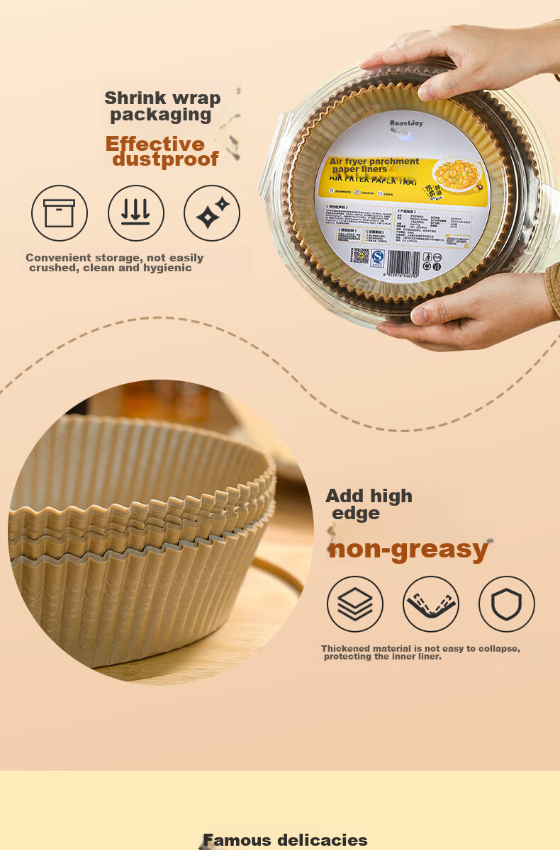 Kaulus Air Fryer Paper Trays, Baking Tools for Home Oven, Silicone Oil Paper Bowls And Plates, 100 Square Paper Trays 10
