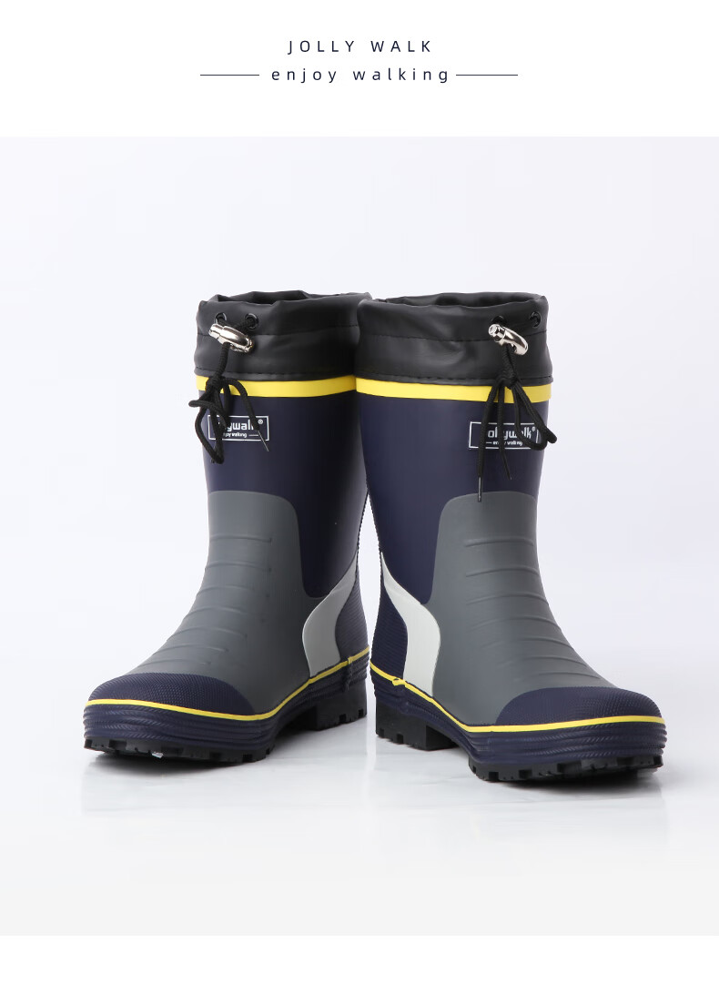 Jolly Walk Water Shoes, Rain Boots for Men, Mid-Calf Waterproof Fishing Boots, Rubber Overshoes, Galoshes JW219 Red And Black 45 17