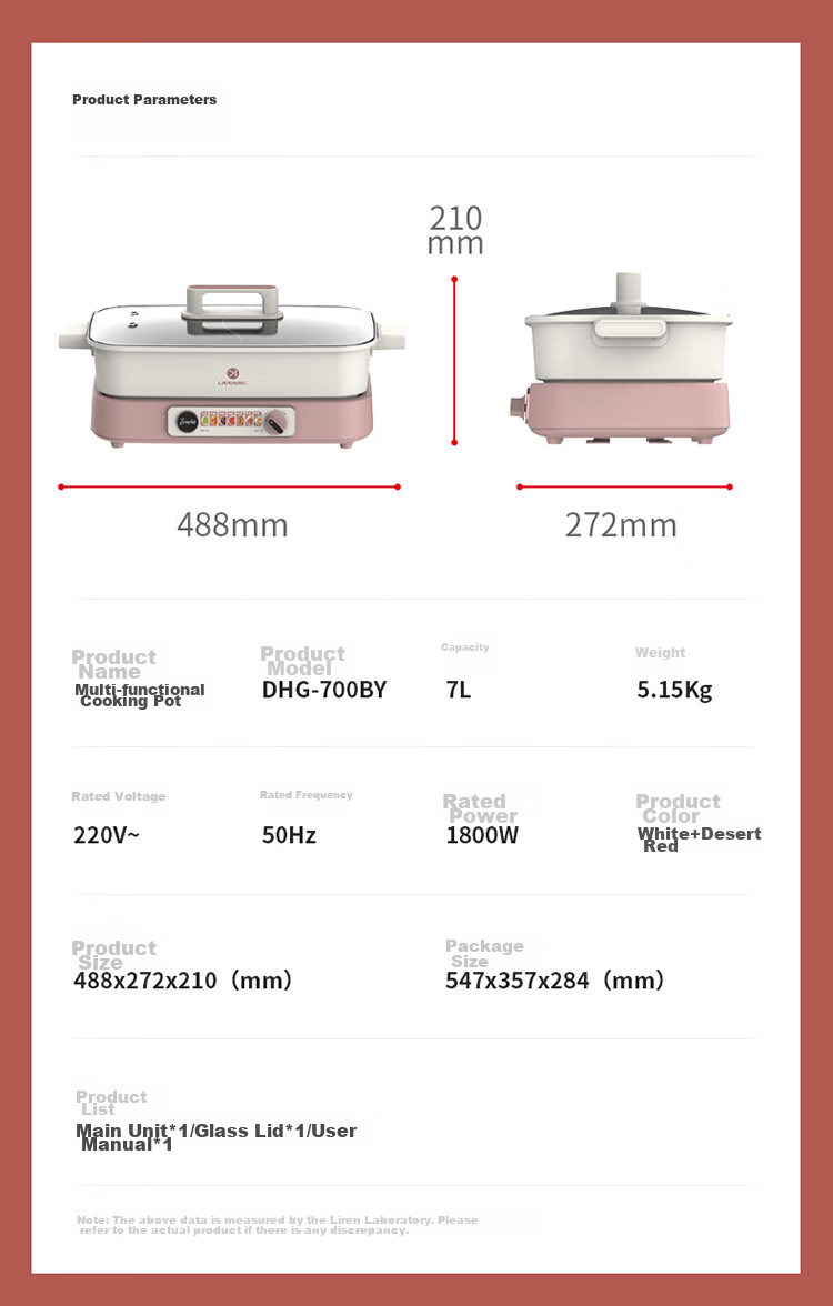 Liven Dual-Sided Electric Hot Pot, Multi-Functional Cooking Pot for Electric Stove, Large Capacity 7-Liter Detachable Electric Hot Pot for Home Use DHG-700BY 18