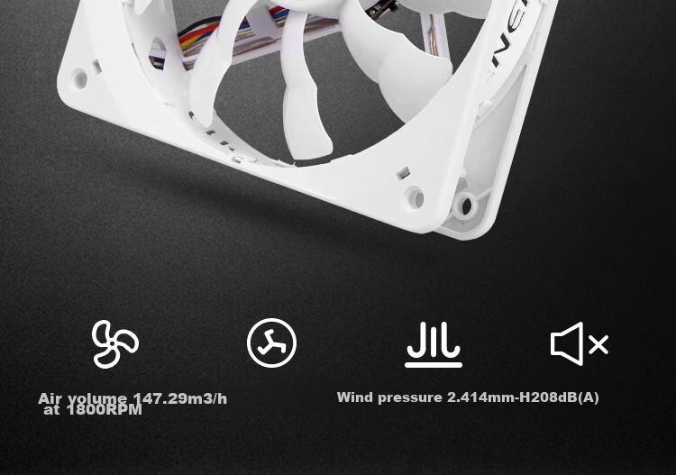 Enermax 12CM Case Fan, White Bat Advanced Version, Magnetic Air Spiral Bearing, 4PIN Intelligent Temperature Control, Three-Speed Manual Adjustment, LED 2