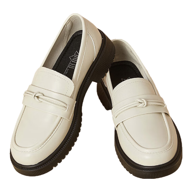 Dusto Thick-Soled Loafers for Women, 2026 New Spring JK School Style Soft-Soled Black Leather Shoes Slip-On Flats