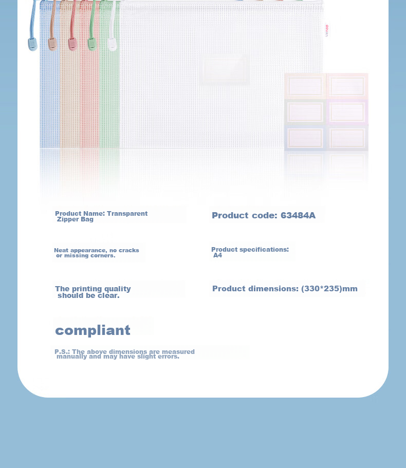 Deli Back-To Stationery, 5 A4 Grid Zipper Pouches, File Folders for Students' Subject Classification, Label Style, Morandi Mixed Colors 63484A 18