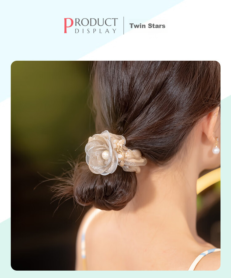 CHIMERA Rose Hair Tie Luxury Ponytail Elastic Band Bun Hair Accessory for Women Birthday Gift 4
