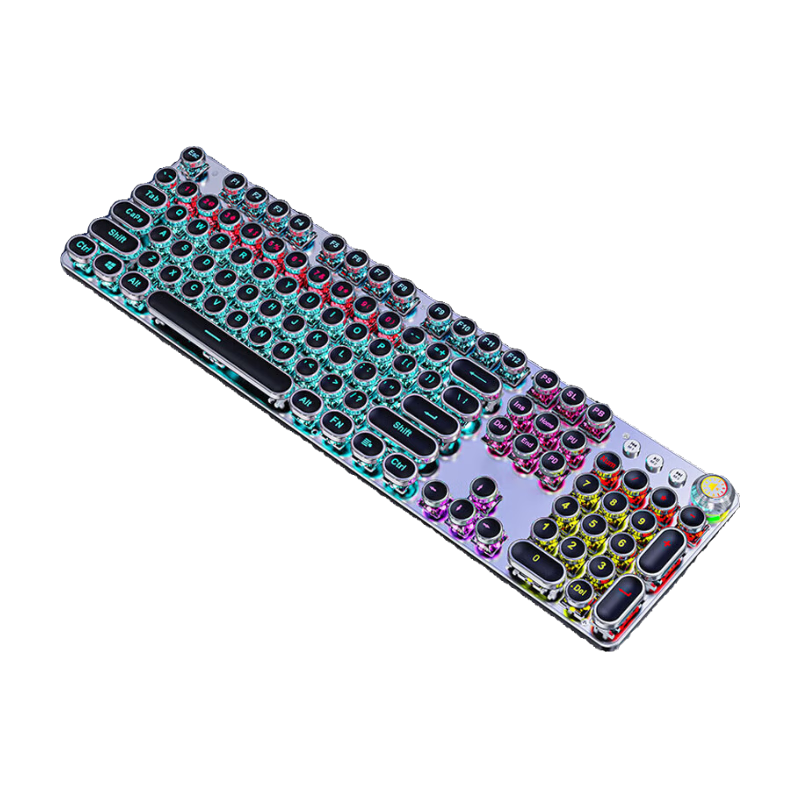 EWEADN TK100 Punk Mechanical Keyboard And Mouse Set, Gaming Wired Desktop Computer Laptop External Keyboard And Mouse for Office, PUBG Multi-Functional Knob 104 Keys Black