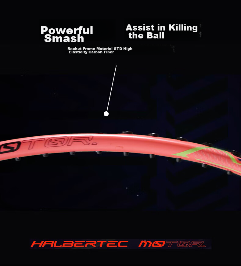 Li-Ning Badminton Racket, Xiaozhanji 9000, Small Motor, Full Carbon Fiber, Ultra-Light Control Type, Single Racket, Fluorescent Fruit Pink, 4U 6