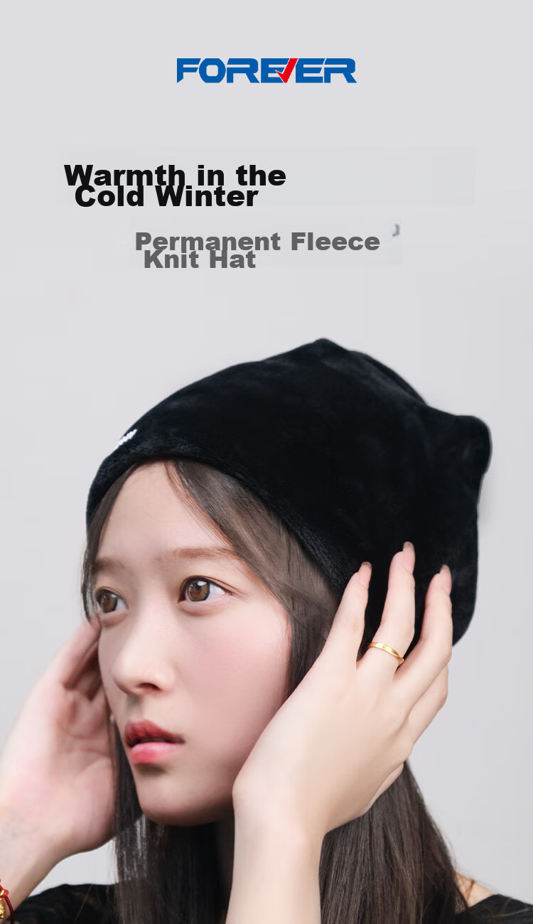 FOREVER Cycling Cap, Warm Ear Protection, Outdoor Sports Windproof, Cold-Resistant Fleece, Bicycle Helmet for Winter, Black 1