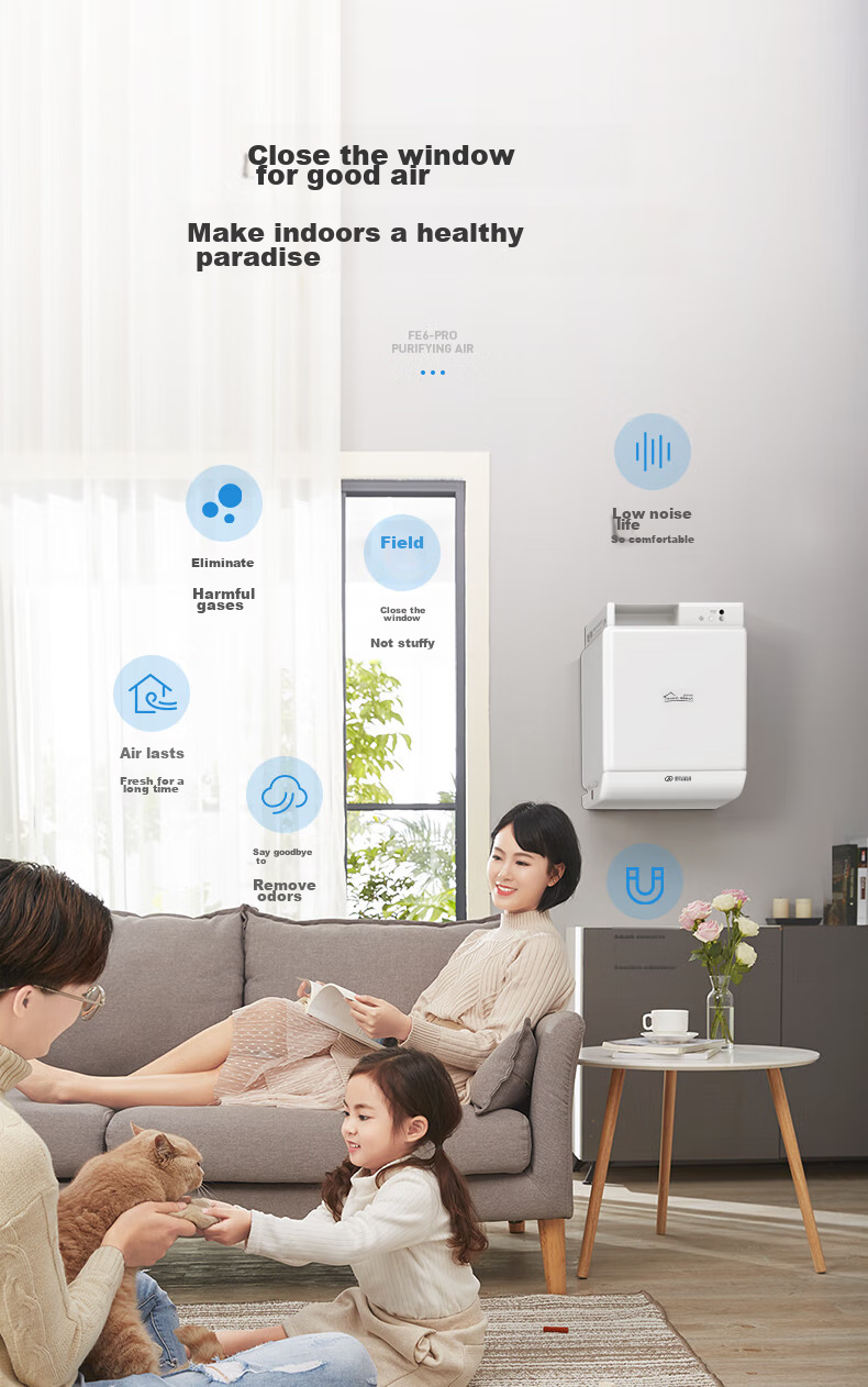 BROAD New Air System for Home Wall-Mounted Fresh Air Machine with Heat Recovery, Air Exchange System for Removing Smog And Formaldehyde, Air Purification Fresh Air Lung Protection FE6PRO 3