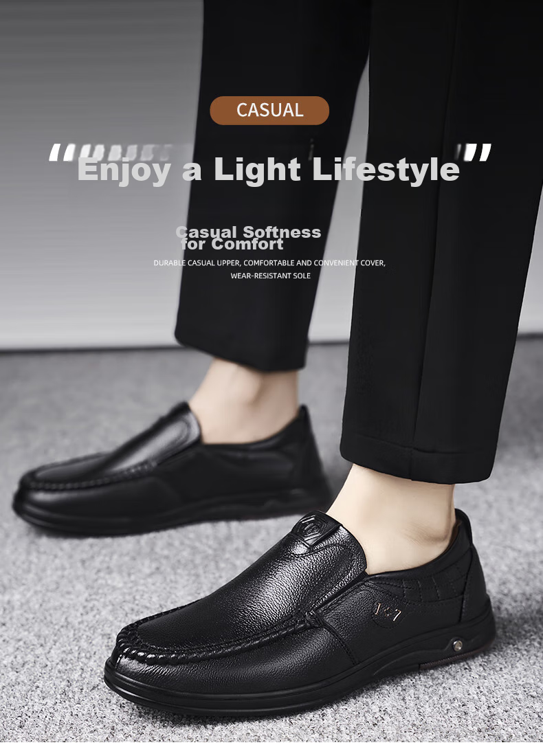 MEXICAN Business Casual Shoes Men's Top-Grain Leather Shoes Formal Slip-On Derby Shoes for Men 8283 Black Size 40 16