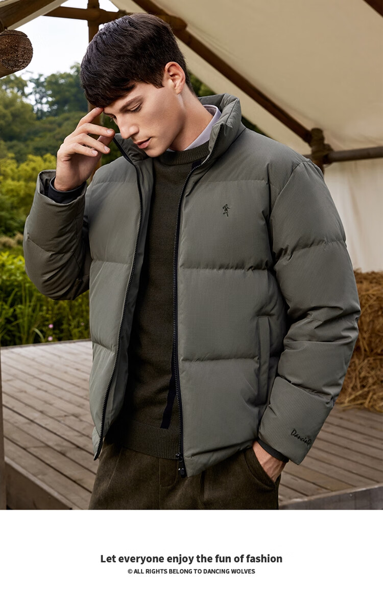 DANCING WOLVES [90% Goose Down] Autumn And Winter Heat-Locking Warm Stand-Collar Workwear Jacket Men's down Coat, 001 Black, Size 165 9