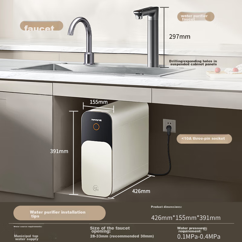 Joyoung Heating Water Purifier, Hot Small Clean 800G, 2.05L/min High Flow Rate, 6-Year True Long-Lasting Effect, Instant Hot Water Purifier R1