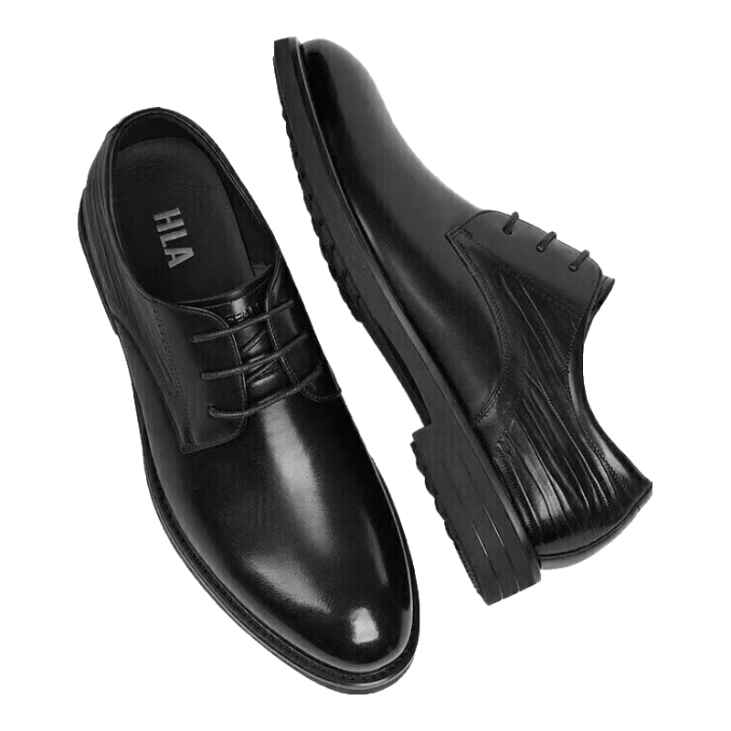HLA Business Casual Shoes for Men, Light Luxury Cowhide Formal Shoes, Leather Shoes for Men, 254A Black, Size 41