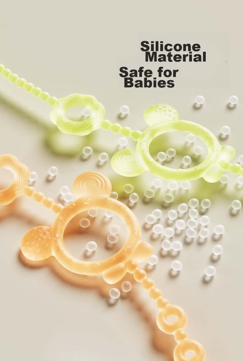 DOCTOR MA Baby Teether Anti-Drop Chain, Infant Toy Chain, Silicone Nipple Chain, Anti-Lost Cord, Bear Nano Silver Color 7