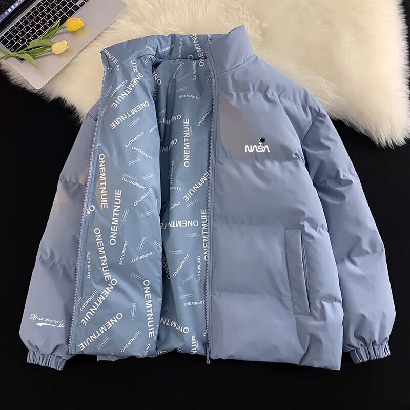 NASA MARVEL Cotton Jacket for Men, Winter Coat, Versatile Thick Warm Puffer Jacket, Reversible Couple's Outfit, Casual Cotton Coat 10