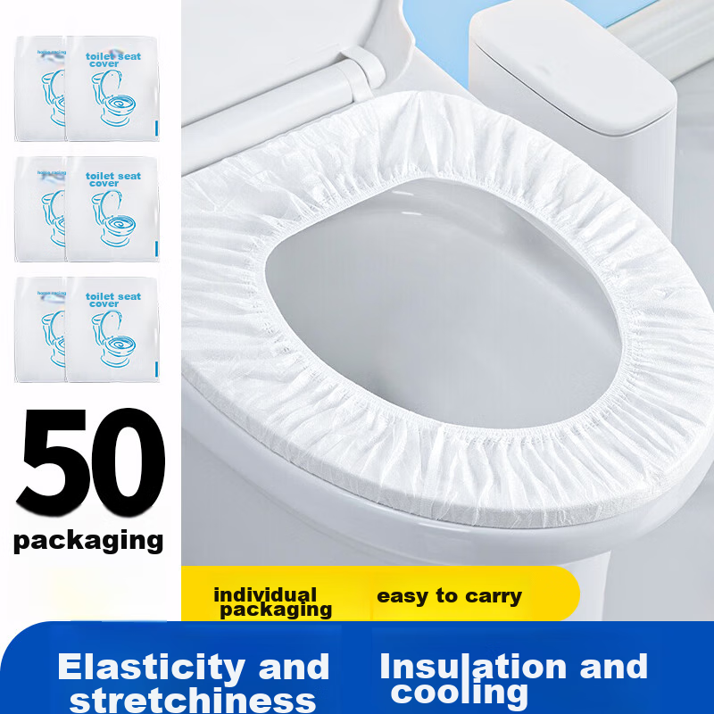 YOUAO Disposable Toilet Seat Covers, Extra Thick And Large, Individually Wrapped, 50 Pieces, Waterproof Non-Woven Paper Seat Protectors for Postpartum Wome