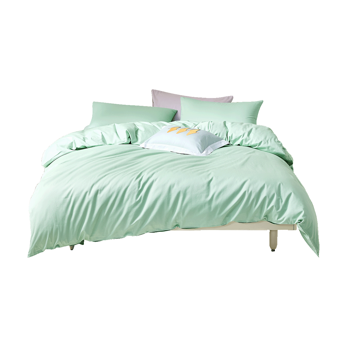 LUOLAI Home Textiles, 60-Count 100% Pure Cotton Duvet Cover, Single Piece, Green, 200*230