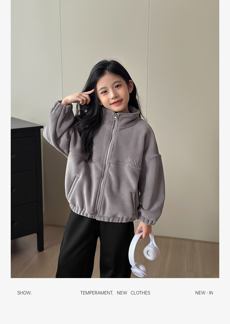 LUSON Chen Da Zhu Girls' Jacket, Autumn And Winter New Style, Double-Sided Fleece, Children's Sports Outerwear, New Year's Outfit 18