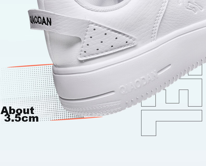 QIAODAN Women's Sneakers, Breathable Summer Sports Shoes, Casual Trendy Air Force One Style, Thick-Soled Height-Increasing White Shoes 11