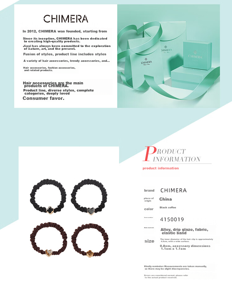 CHIMERA 4 Ponytail Hair Ties, Simple Glazed Heart-Shaped Hair Bands, Hair Ties for Women, Mid-Autumn Festival Gift 2