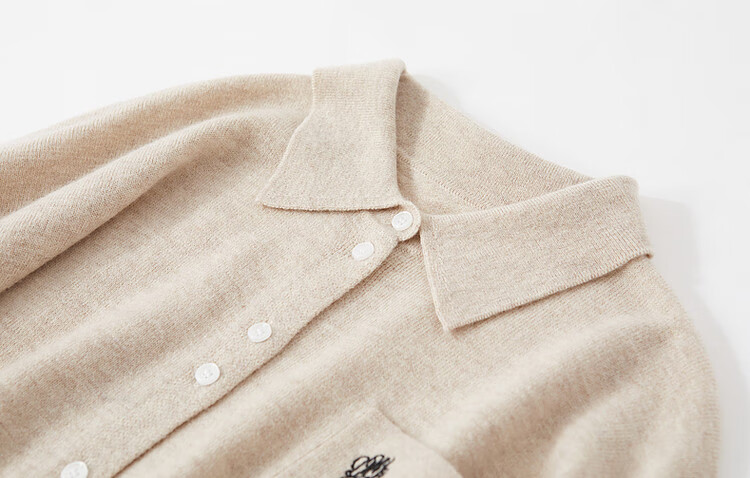 Dme [100% Merino Wool Shirt-Style Sweater], Winter Lapel Cardigan, Letter Embroidery Knit Sweater, Women's Top 7