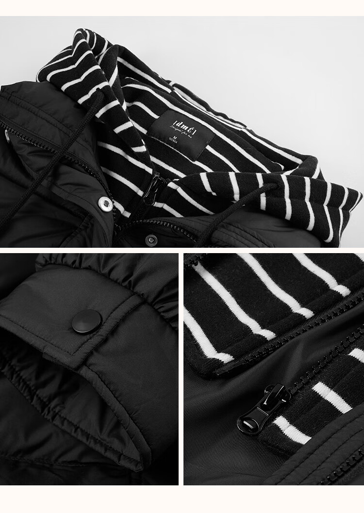 Dme [High Warmth] Winter H-Type 90% Down, Hooded Patchwork, Warm And Youthful, Fashionable Mid-Length down Jacket for Wome 5
