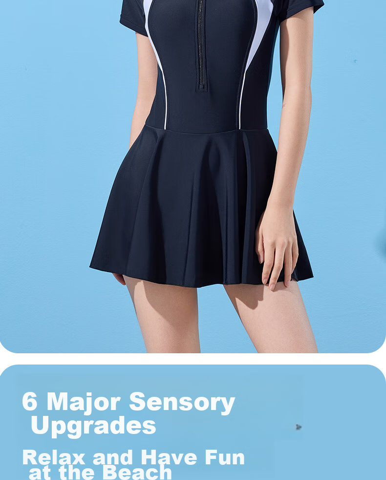 Li-Ning One-Piece Swimsuit for Women, Dress Style, Body-Shaping, Waist-Cinching, Fashionable, Casual, High-Elasticity, Breathable, Hot Spring Resort Swimwear, 507 Black And White, XL 2