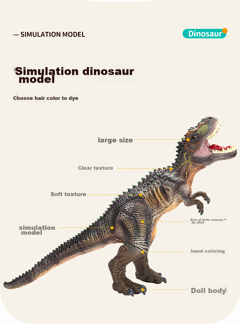 Babamama Children's Dinosaur Toy, Sound-Emitting Plastic Dinosaur Model, Jurassic Pterodactyl, New Year Gift 7