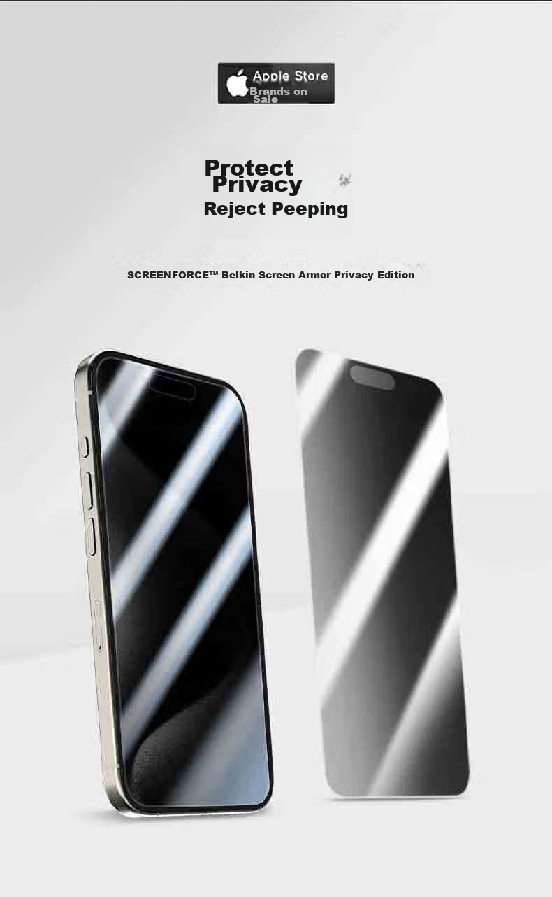 BELKIN IPhone 15 Pro Tempered Glass Screen Protector, Privacy Film for IPhone 15 Pro, Anti-Peeping Film, Antibacterial And Shockproof OVA149 2