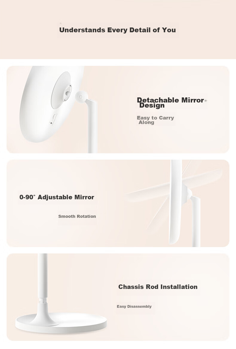 DOCO LAB Mirror Makeup Mirror with Light, Desktop Smart Beauty Mirror, LED Touch-Up Mirror, Gift for Girlfriend on Holidays 9