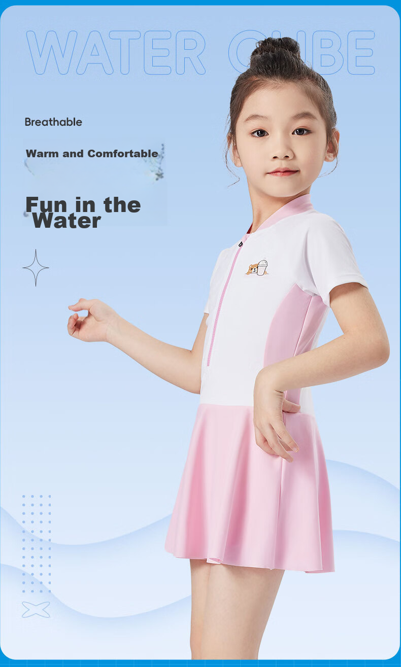 WATER CUBE Girls' One-Piece Swimsuit Dress for Children And Teens, Comfortable Professional Swimwear, Grass Green, Size 18 3