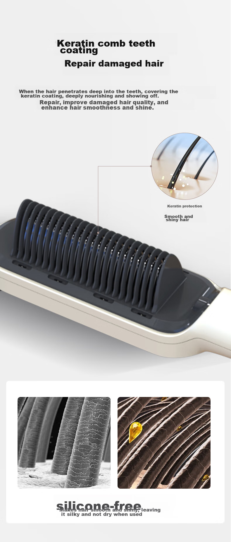 Jindao Direct Hair Straightening Brush, Negative Ion Billon Inner Curling Iron, High Crown Volumizing Corn Straightener, Moisturizing Hair Care Straightener KD380KP White Portable Mid-Autumn Festival Gift 8