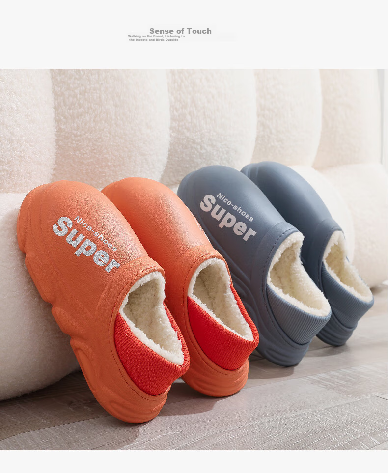 GUOLUOFEI Thick Cotton Slippers for Men And Women, Autumn Outdoor Wear, Waterproof Non-Slip Fleece-Lined Indoor Home Heel-Covering Cotton Shoes, White, Size 36-37 10