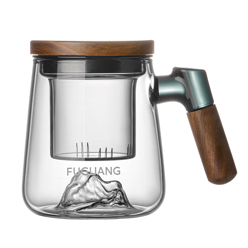Fuguang Tea Infuser Cup, High Borosilicate Glass Mug, Office Tea Cup for Men, Flower Tea Cup, 500ML