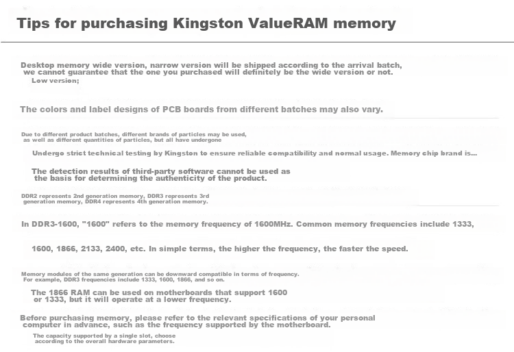 Kingston 16GB DDR4 3200 Desktop Memory Module (Random Width Version) 7