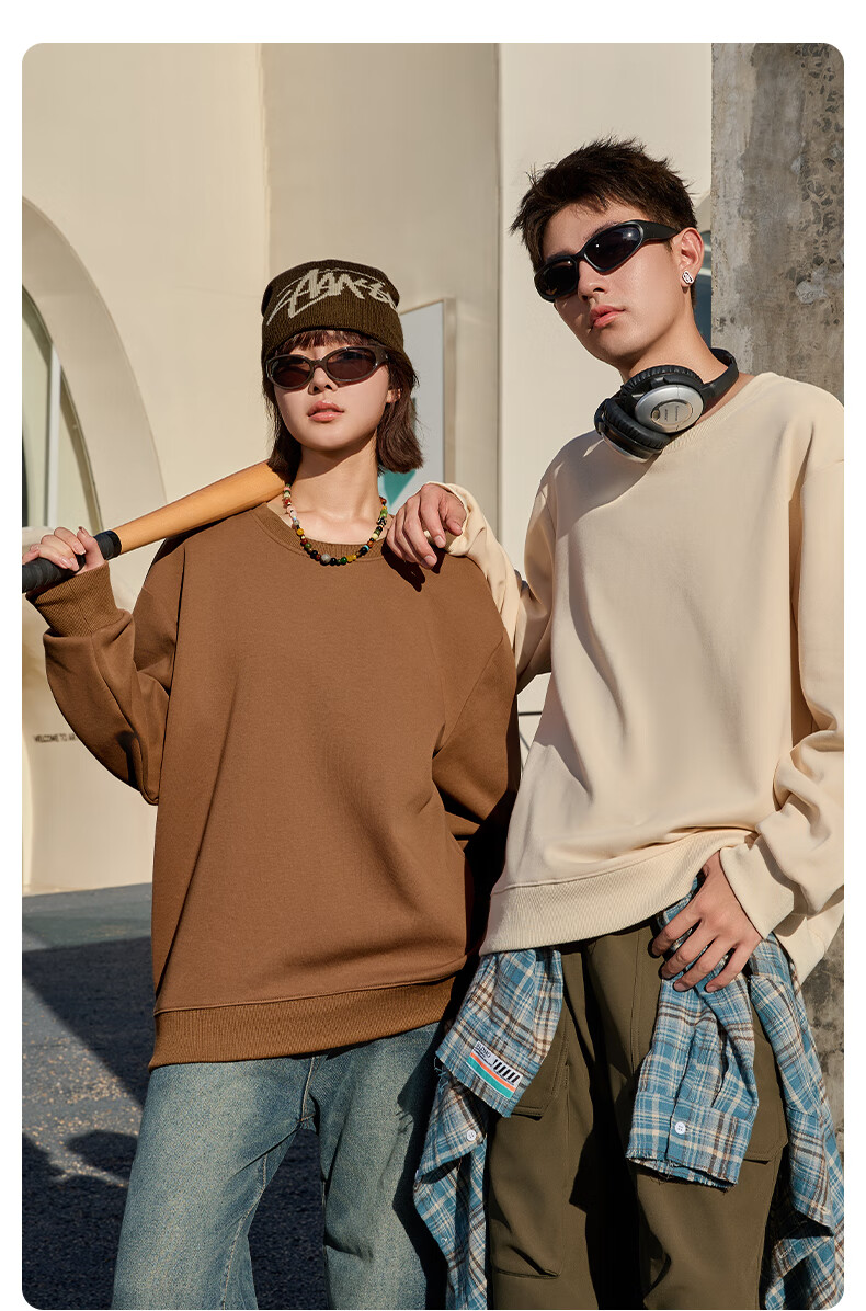 Baleno Loose Round Neck Sweatshirt for Men, Spring And Autumn Trendy Oversized Plus Size Top, Casual Versatile Solid Color Jacket for Me 13