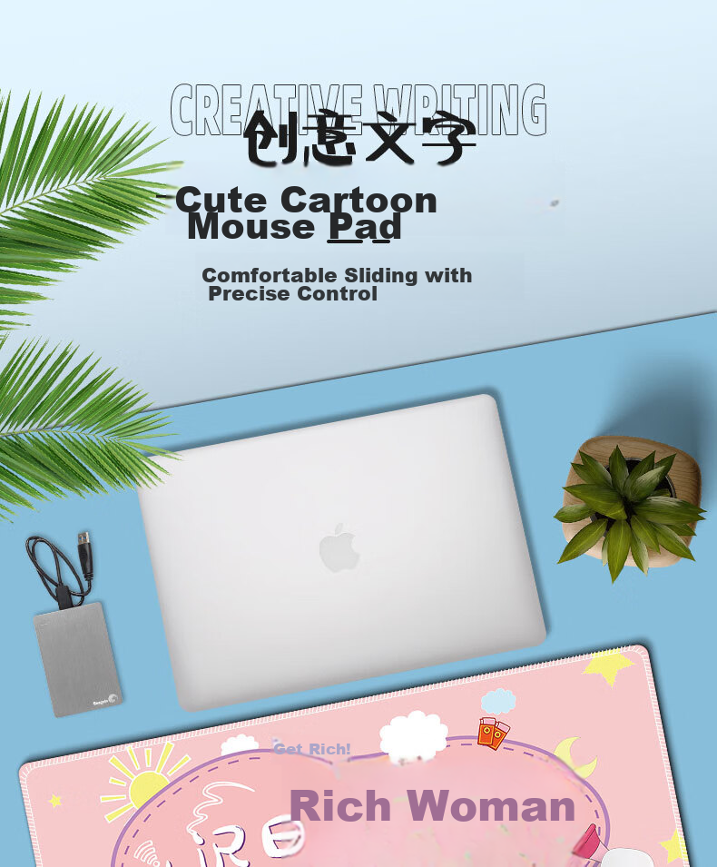 Juyingfeng Mouse Pad, Extra Large, Minimalist Style, Gradient Light Luxury Feel, Creative Desk Pad, Locked Edge, Non-Slip Keyboard Pad, Office And Gaming Mouse Pad, 100*50cm, Light Pink to Black Gradient 1