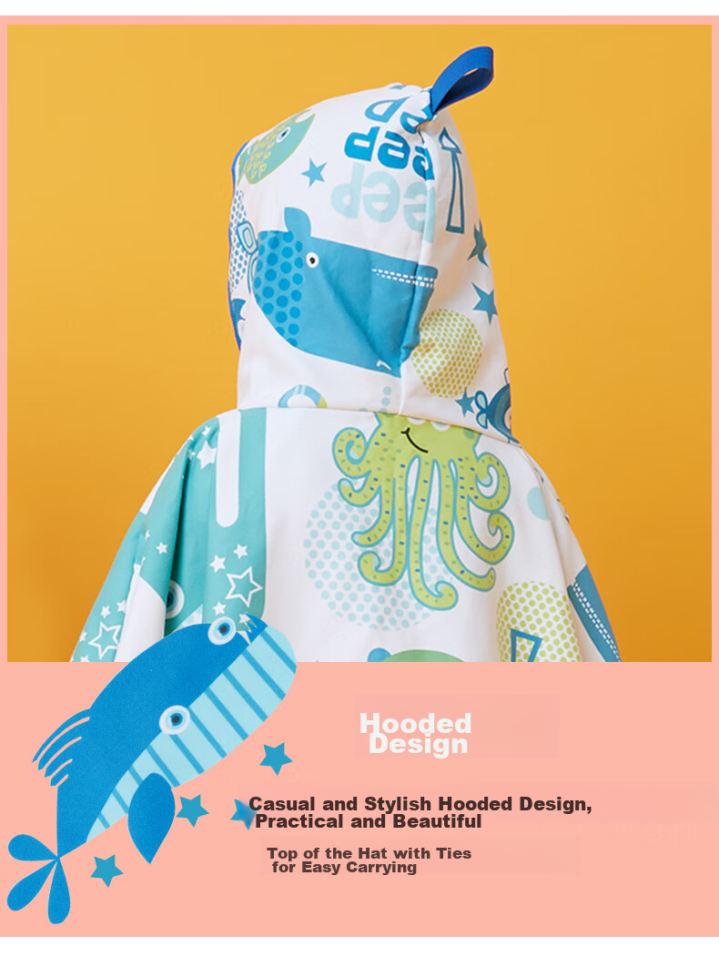 361° Kids Wearable Hooded Towel Absorbent Quick-Dry Bathrobe for Boys and Girls Swimming Beach Towel 4