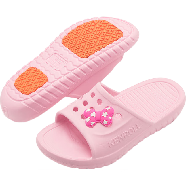 KENROLL Children's Non-Slip Slippers, Home Casual Bathroom Cartoon Sandals, Cherry Blossom Pink, Size 31-32 (205mm)
