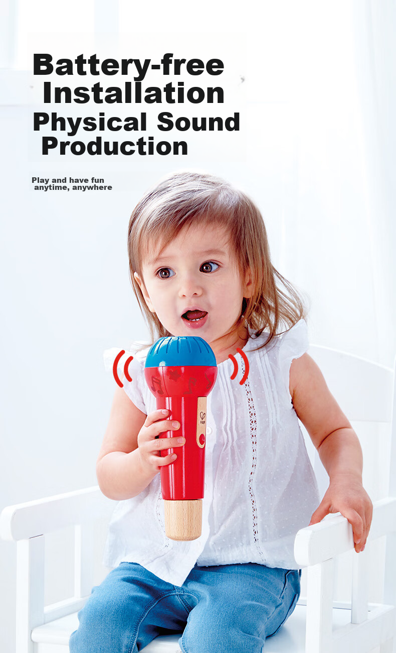 Hape Children's Toy Microphone for Singing And Karaoke, Battery-Free Echo Sound Microphone, Girl's Gift E0337 4