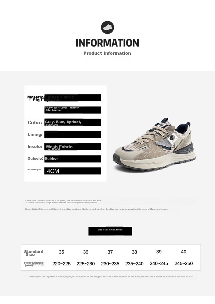 ZHR Dad Shoes for Women, Couples' Thick-Soled Heightening Casual Shoes, Fashionable Sports Shoes for Men And Women, G666 Gray Blue, Size 38 7