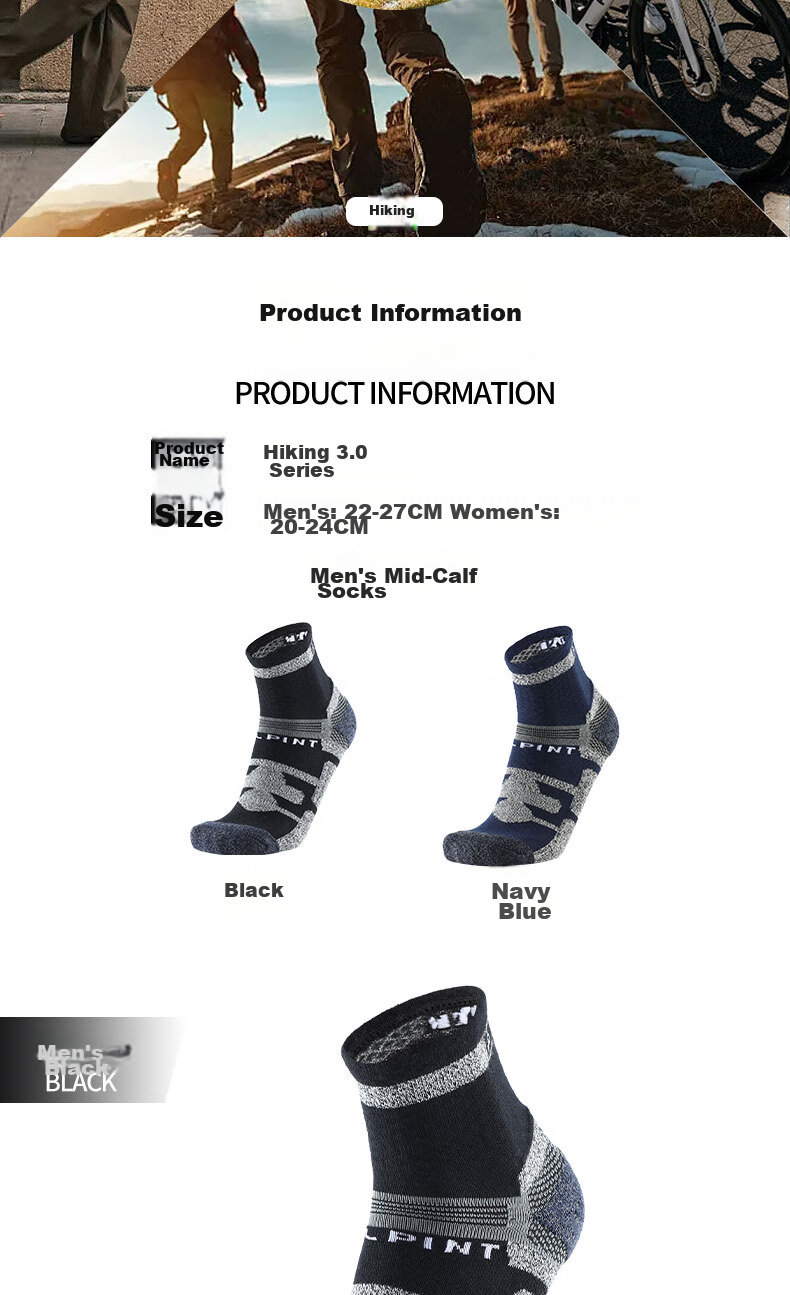 ALPINT MOUNTAIN Men's Professional Hiking Socks, CoolMax Mid-Calf Quick-Dry Breathable Sports Socks for Outdoor Trekking 8