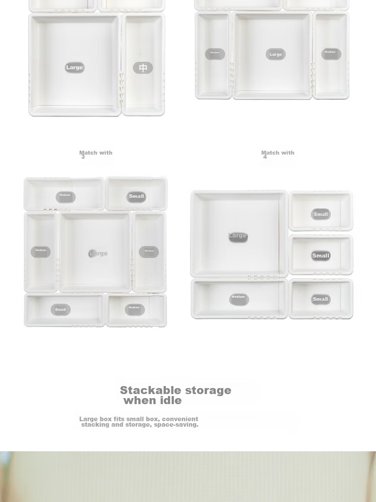 Jicang Expandable Storage Box, Cabinet Drawer-Style Divider, Desktop Snack Basket, Deep Cabinet Right-Angle Transparent Storage Box XL 5
