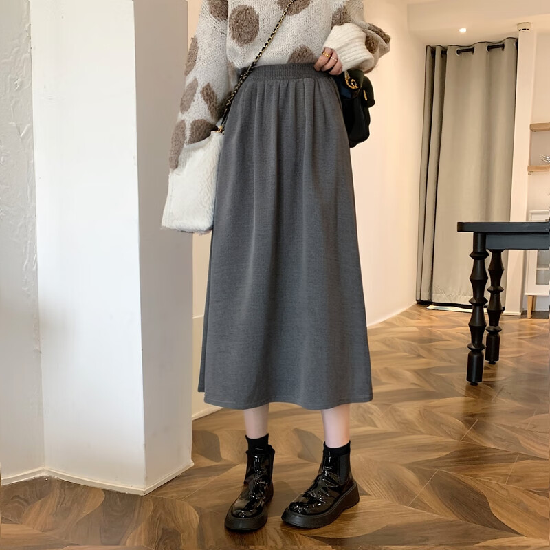Baleno Glutinous Rice Skirt for Women, 2025 Autumn And Winter New High-Waisted Slimming Umbrella Skirt, Mid-Length A-Line Long Skirt, Lazy Style Midi Skirt 2